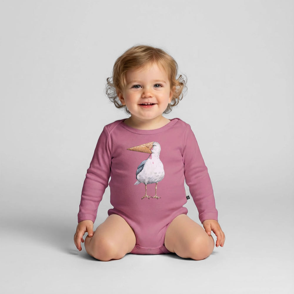 Eisvogel - Baby Bio-Langarm-Body - Mauve