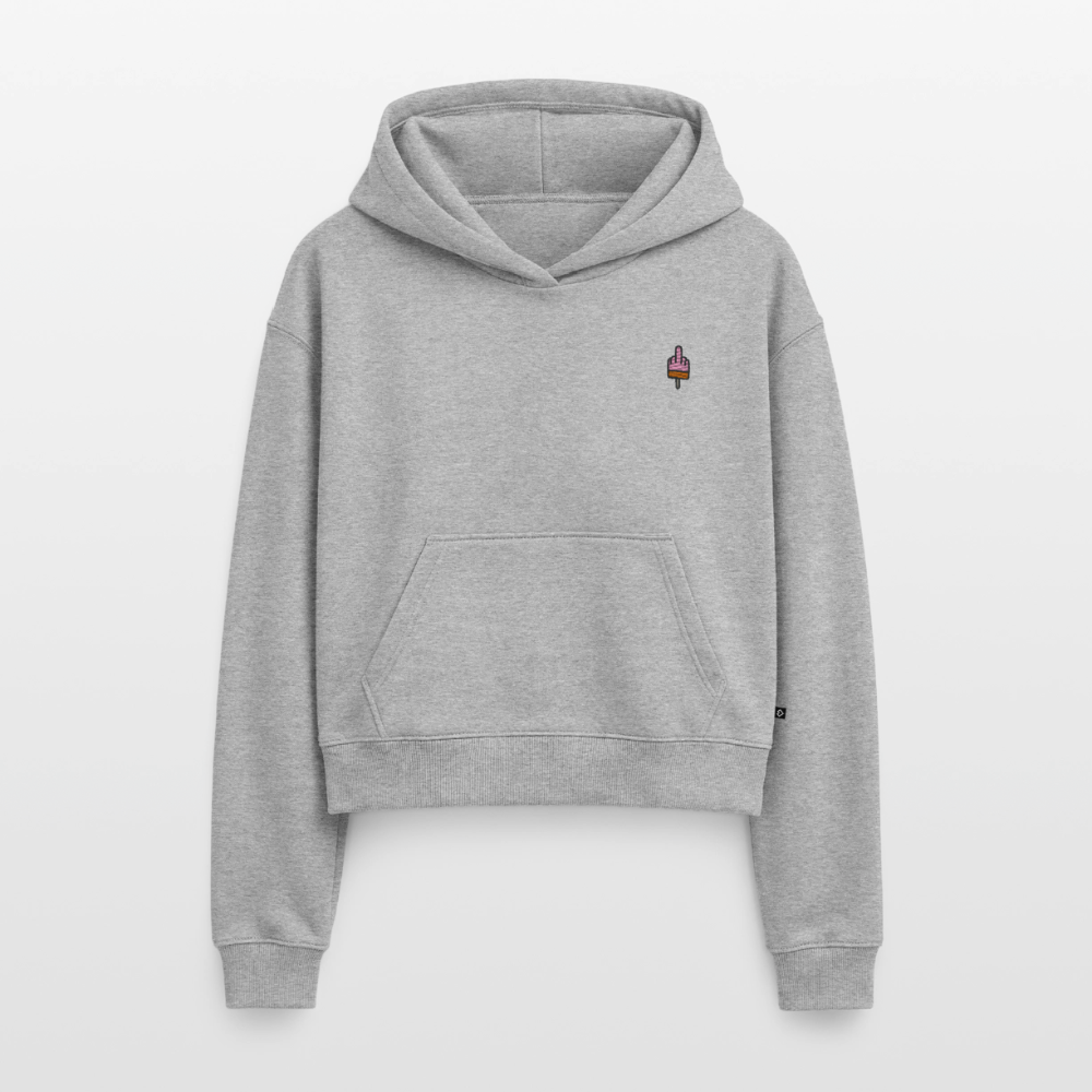 F**k You Eis Stick - Cropped Oversized Heavyweight Frauen Hoodie - Grau meliert