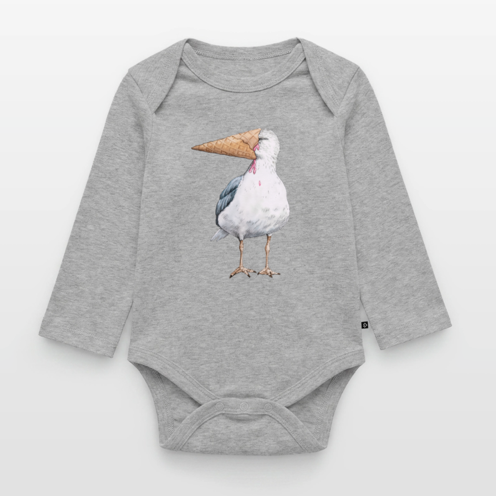 Eisvogel - Baby Bio-Langarm-Body - Grau meliert