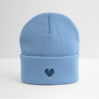 Wellenherz - Bestickte Wintermütze - Himmelblau