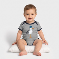 Hauk Original - Baby Bio-Kurzarm-Kontrastbody - Grau/Navy 
