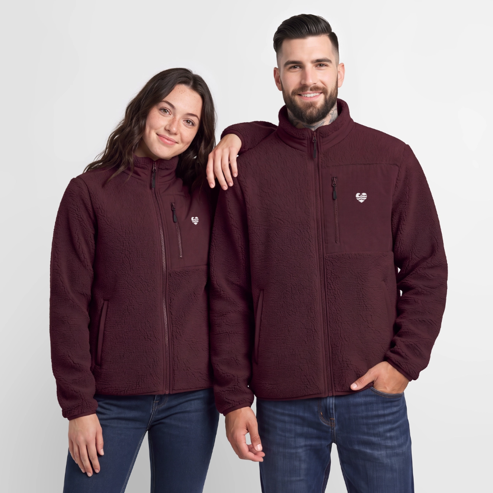 Wellenherz -  Unisex Sherpajacke - Maroon