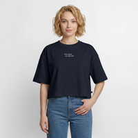 Sonne, Strand & Meer Club - Frauen Premium Oversized Bio Cropped T-Shirt - Navy