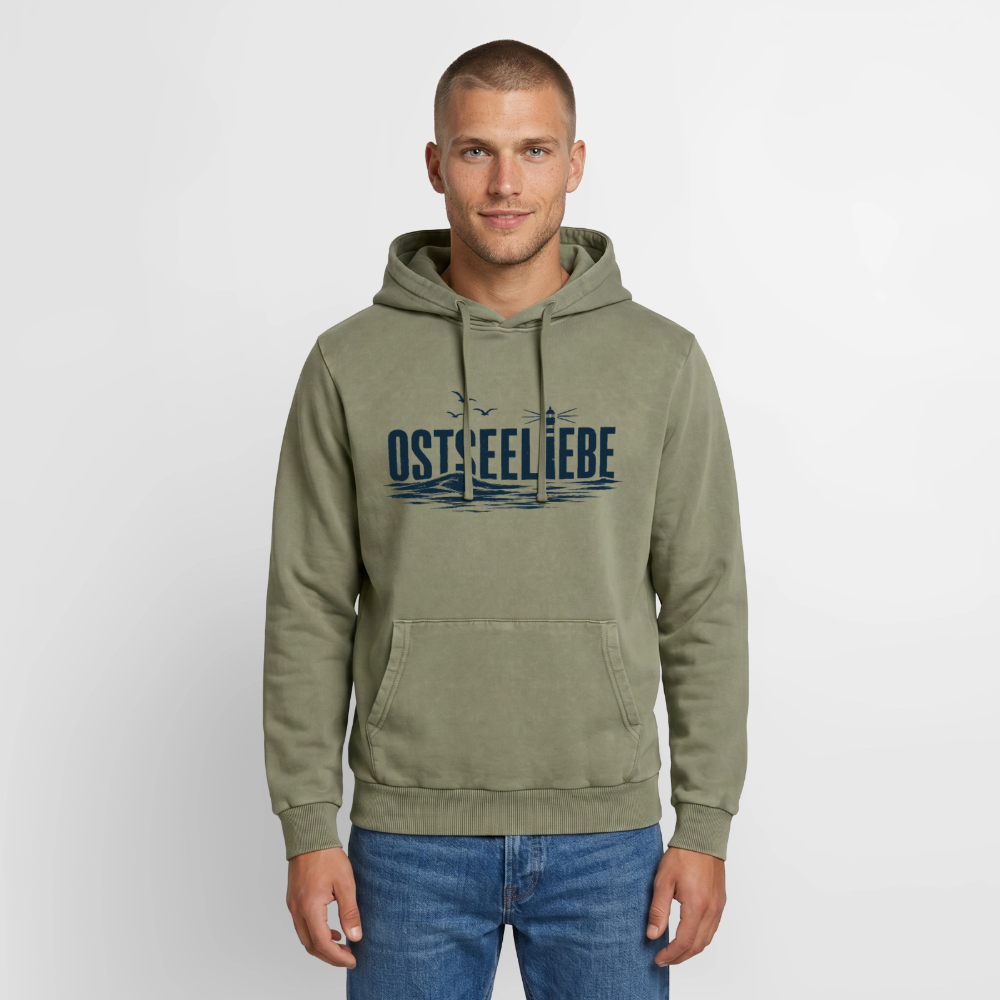 Ostseeliebe - Relaxed Unisex Premium Vintage Hoodie - Grün Acid Wash