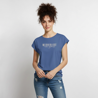 Meerverliebt - Frauen T-Shirt mit gerollten Ärmeln - Taubenblau