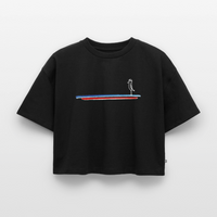 Piepmatz - Frauen Premium Oversized Bio Cropped T-Shirt - Schwarz