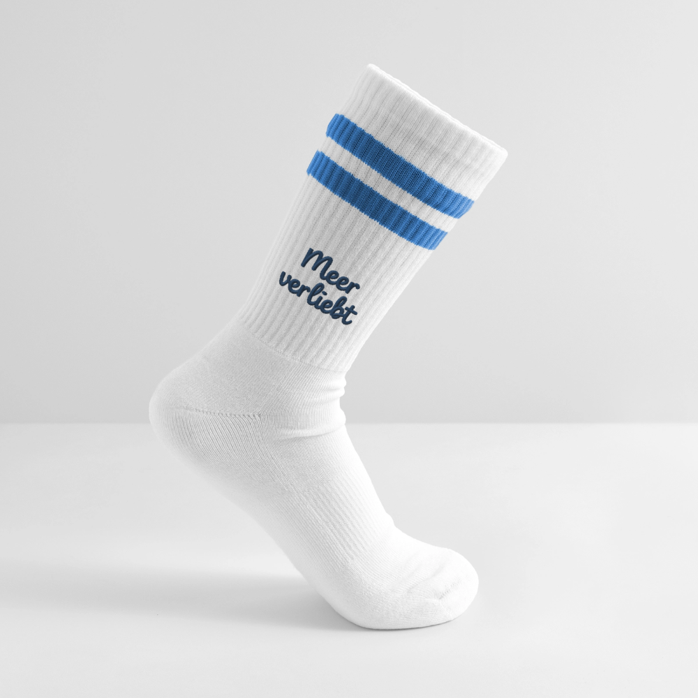 Meerverliebt - Gestreifte Tennissocken - Weiß/Blau