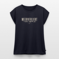 Meerverliebt - Frauen T-Shirt mit gerollten Ärmeln - Navy