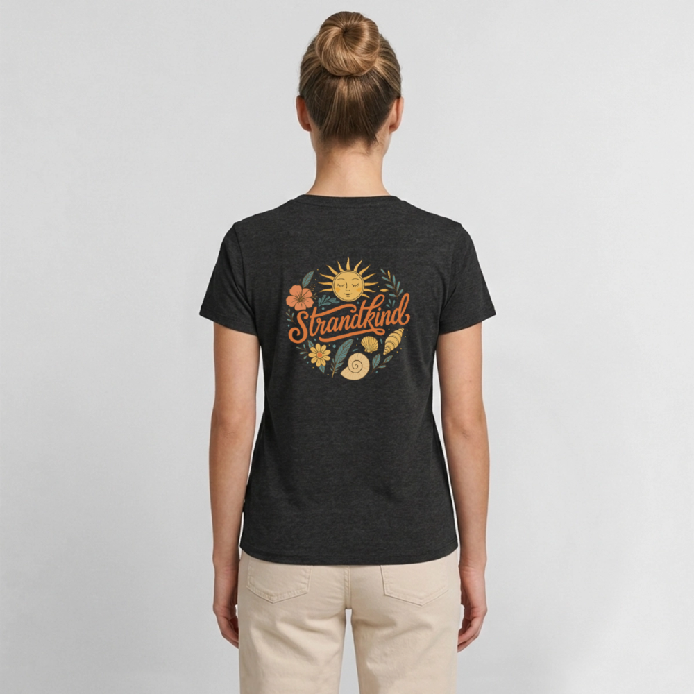 Strandkind - Frauen Bio-T-Shirt mit V-Ausschnitt - Anthrazit meliert