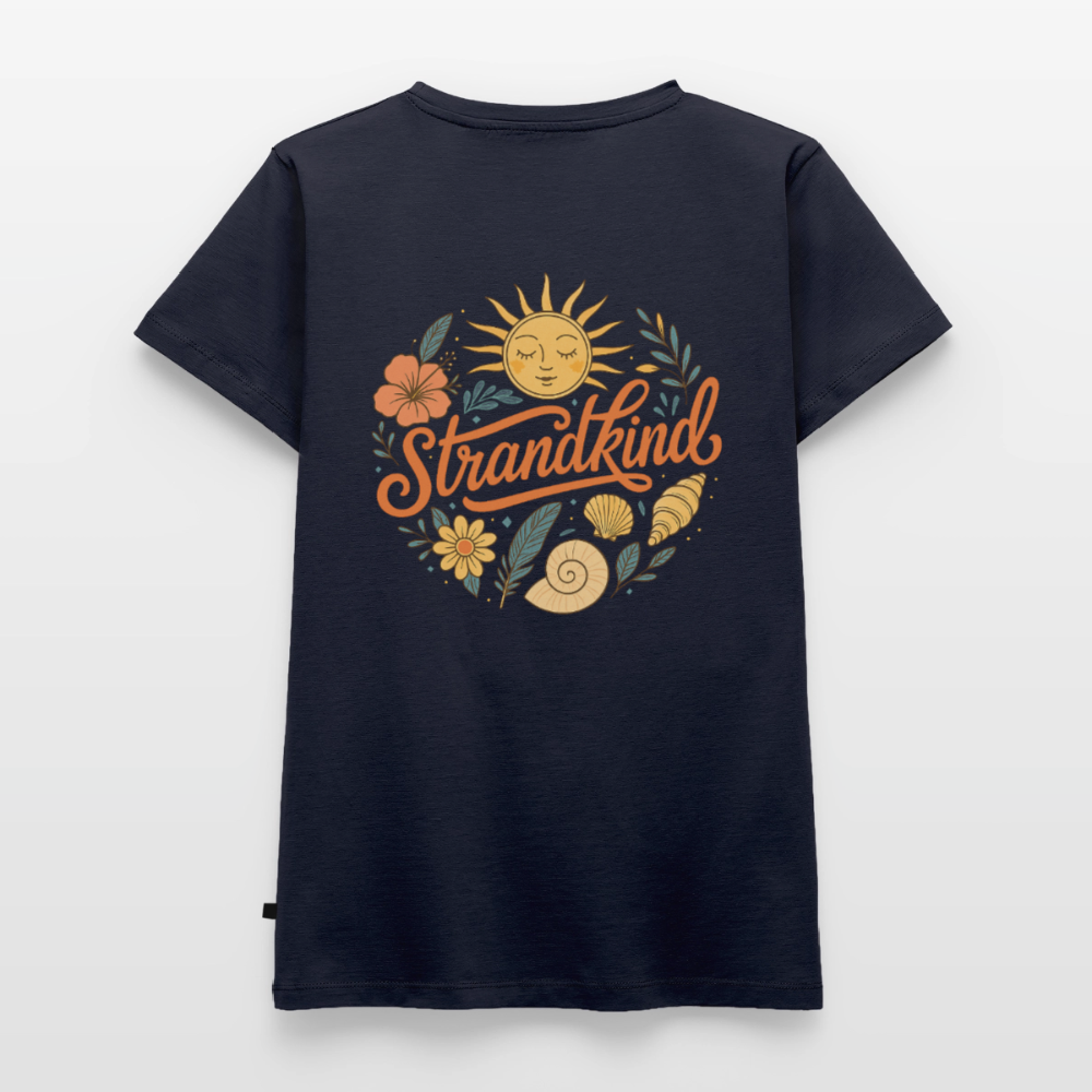 Strandkind - Frauen Bio-T-Shirt mit V-Ausschnitt - Navy