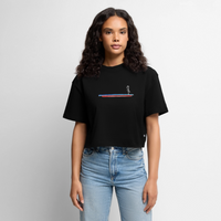 Piepmatz - Frauen Premium Oversized Bio Cropped T-Shirt - Schwarz