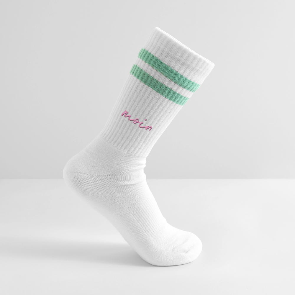 Moin Stick - Gestreifte Tennissocken - Weiß/Mint