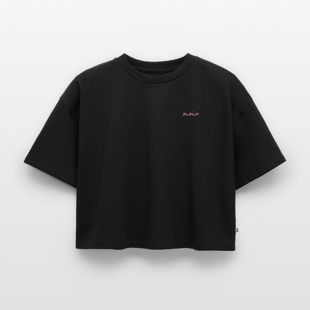 Moin Stick - Frauen Premium Oversized Bio Cropped T-Shirt - Schwarz