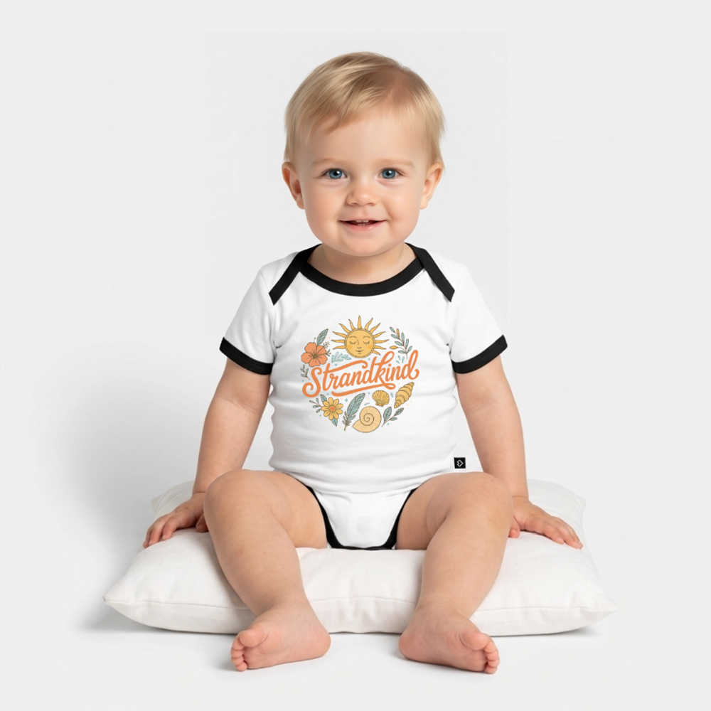 Strandkind - Baby Bio-Kurzarm-Kontrastbody - Weiß/Schwarz 