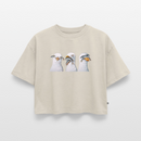 Drei Weise Möwen - Frauen Premium Oversized Bio Cropped T-Shirt - Beige