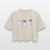 Drei Weise Möwen - Frauen Premium Oversized Bio Cropped T-Shirt - Beige