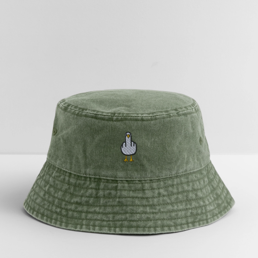 F**k You Möwe - Vintage Bucket Hat - Olivgrün vintage