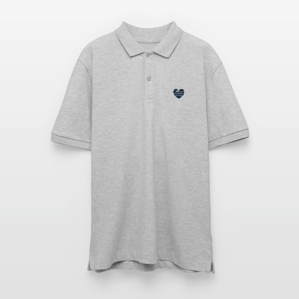 Wellenherz - Unisex Bio-Poloshirt - Grau meliert