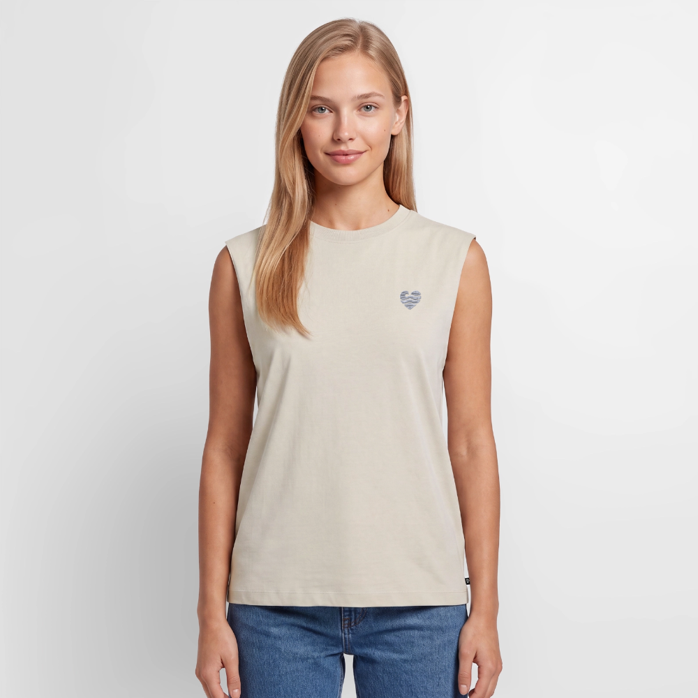 Wellenherz - Frauen Organic Sleeveless T-Shirt - Beige