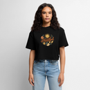 Strandkind - Frauen Premium Oversized Bio Cropped T-Shirt - Schwarz