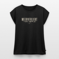 Meerverliebt - Frauen T-Shirt mit gerollten Ärmeln - Schwarz