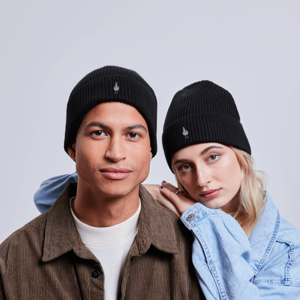 F**k You Möwe - Unisex Bio FISHERMAN BEANIE - Schwarz