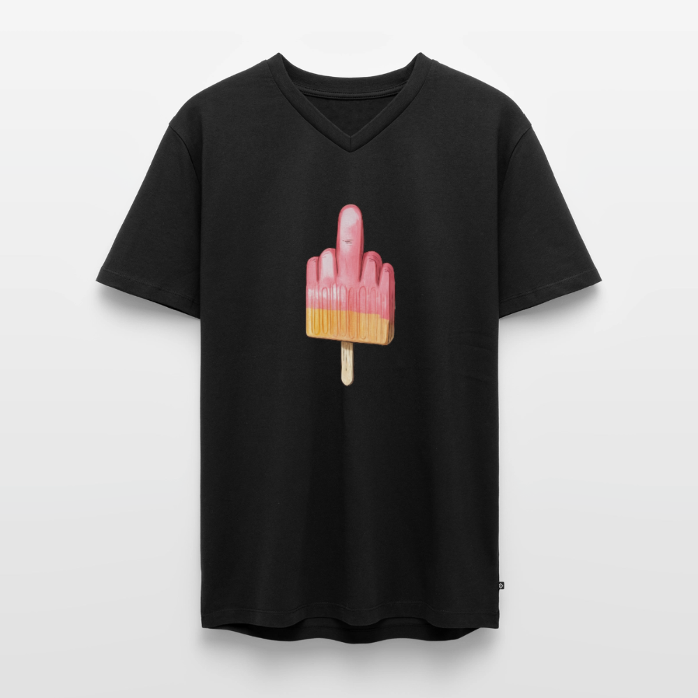 F**k You Eis - Männer Bio-T-Shirt mit V-Ausschnitt - Schwarz