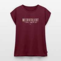 Meerverliebt - Frauen T-Shirt mit gerollten Ärmeln - Burgunderrot