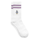 F**k You Möwe - Gestreifte Tennissocken - Weiß/Flieder 