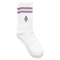 F**k You Möwe - Gestreifte Tennissocken - Weiß/Flieder 