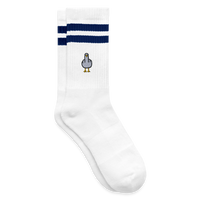 F**k You Möwe - Gestreifte Tennissocken - Weiß/Navy