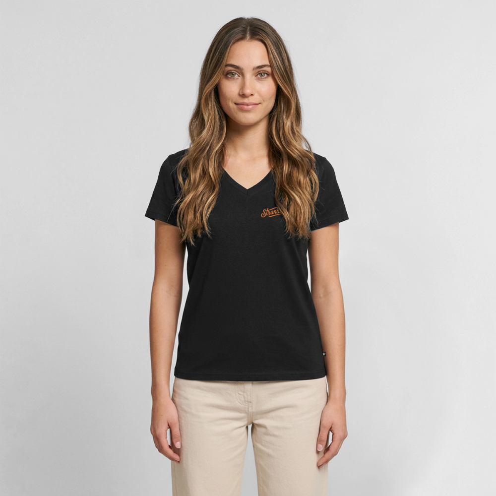 Strandkind - Frauen Bio-T-Shirt mit V-Ausschnitt - Schwarz