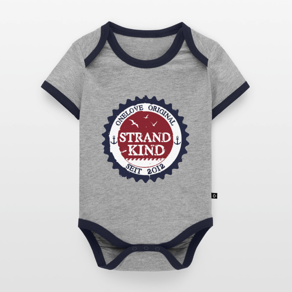 Strandkind Original - Baby Bio-Kurzarm-Kontrastbody - Grau/Navy 