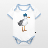 Hauk Original - Baby Bio-Kurzarm-Kontrastbody - Weiß/Hellblau 