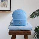 F**k You Möwe - Bestickte Wintermütze - Himmelblau