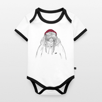 Kurt Hansen Walross - Baby Bio-Kurzarm-Kontrastbody - Weiß/Schwarz 
