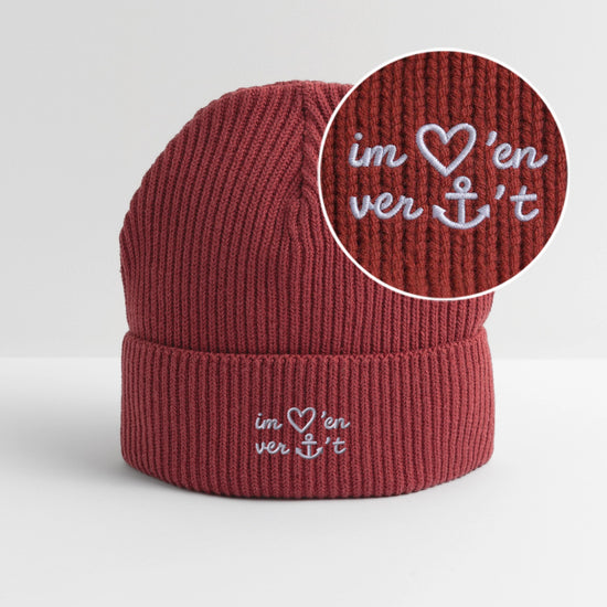 Im Herzen verankert Stick -  Unisex Bio FISHERMAN BEANIE