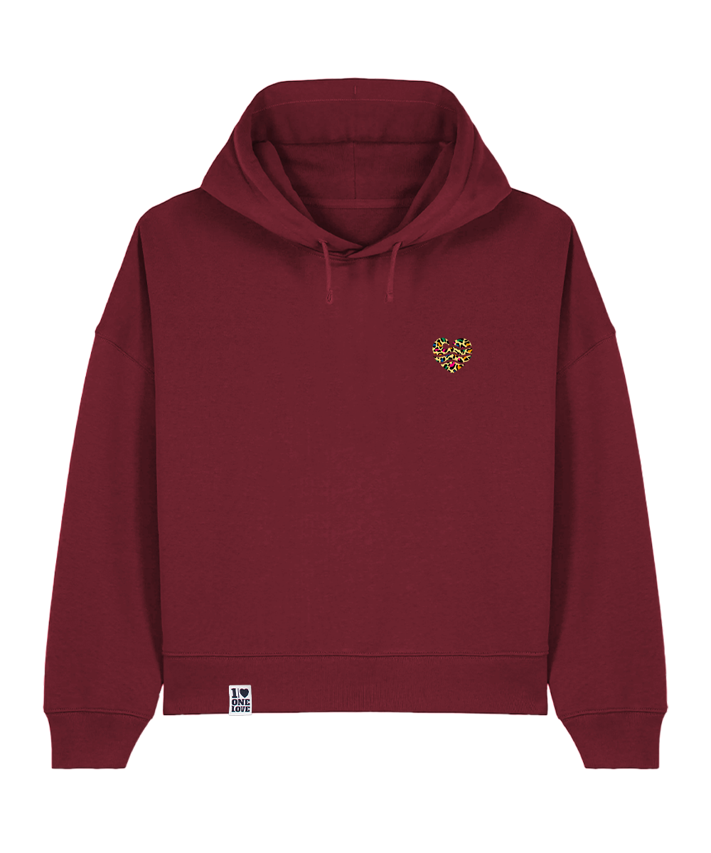 Leo-Wellenherz - Damen Premium Hoodie | 100% Baumwolle | Edler Stick