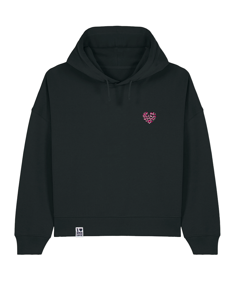 Leo-Wellenherz - Damen Premium Hoodie | 100% Baumwolle | Edler Stick