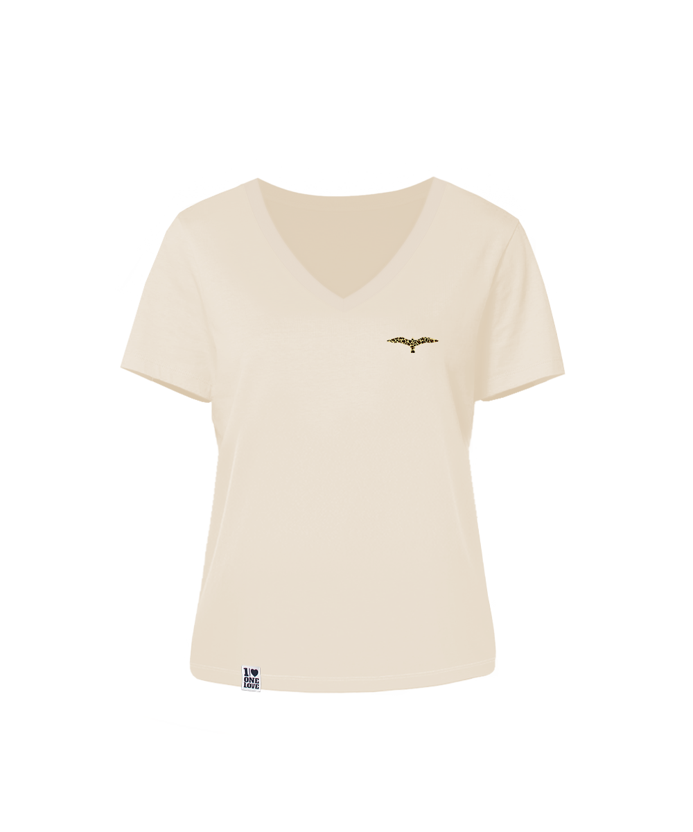 Leo-Möwe   - Damen Shirt mit V-Ausschnitt