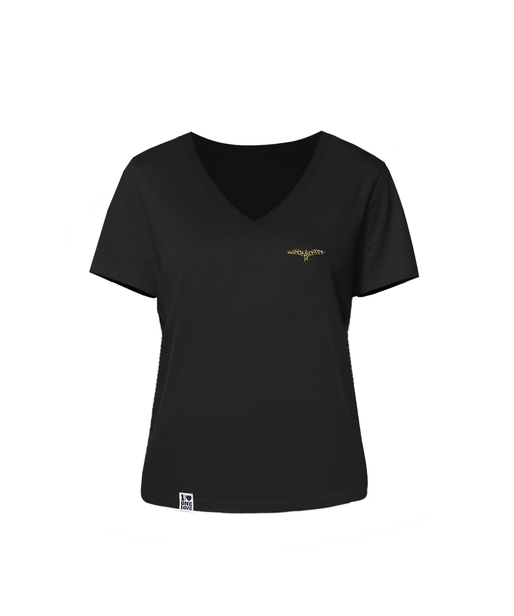 Leo-Möwe   - Damen Shirt mit V-Ausschnitt
