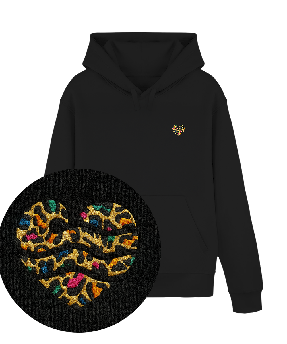 Leo-Wellenherz - Unisex Premium Hoodie | Bio-Baumwolle | Edler Stick