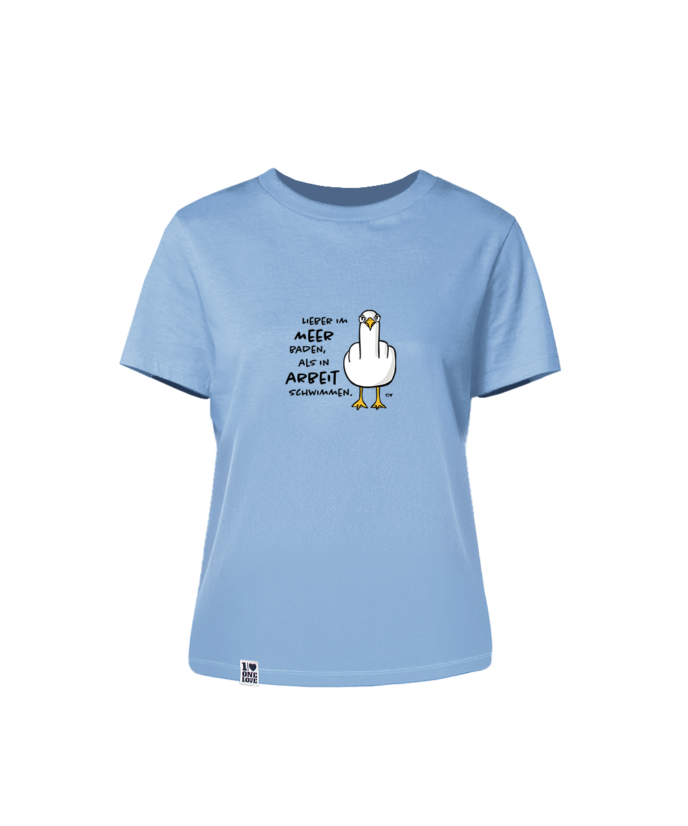 Lieber im Meer baden, als in Arbeit schwimmen  - Damen Shirt | 100% Bio-Baumwolle