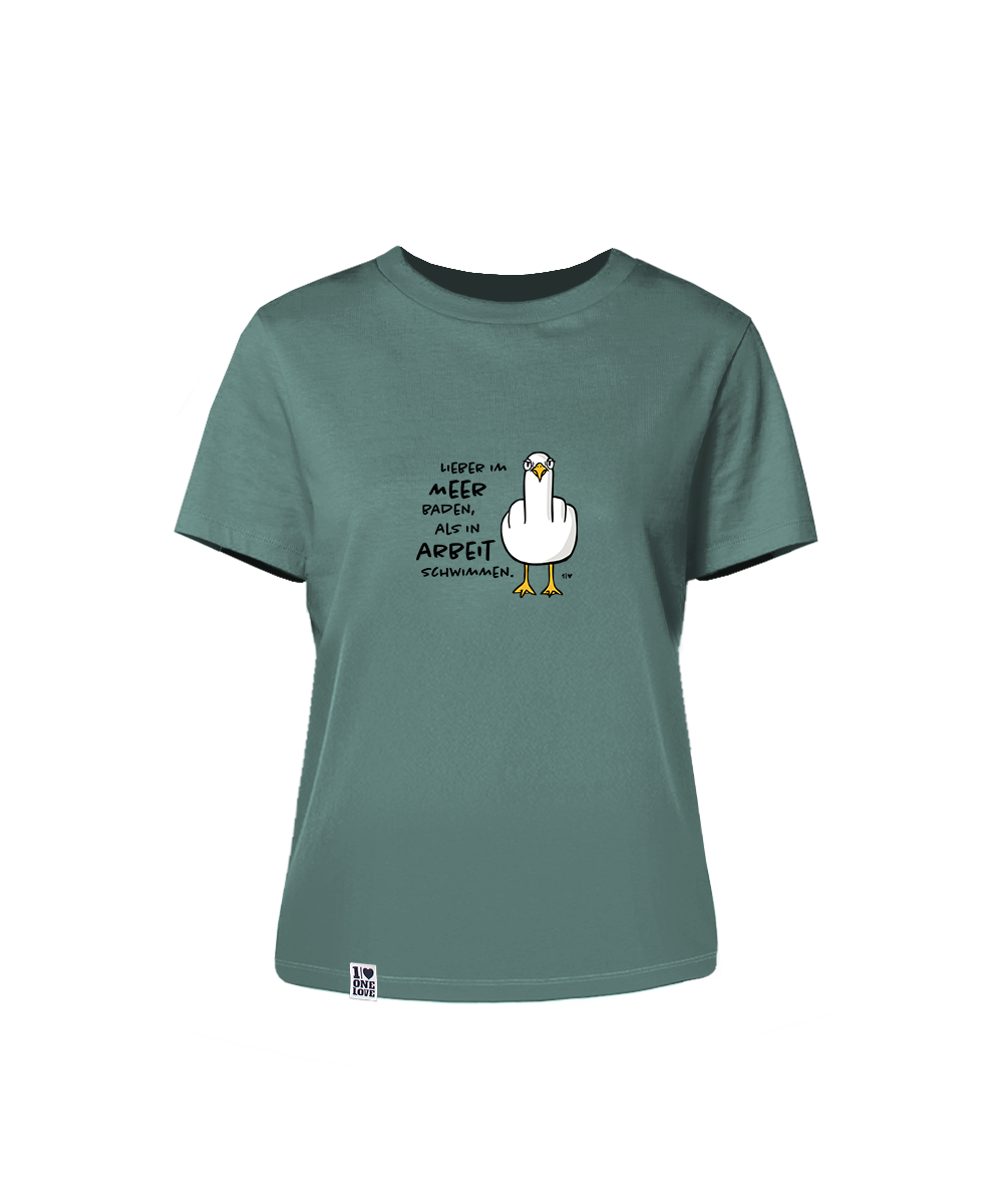 Lieber im Meer baden, als in Arbeit schwimmen  - Damen Shirt | 100% Bio-Baumwolle