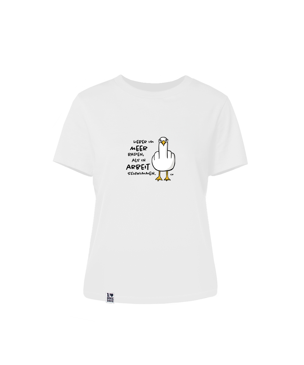 Lieber im Meer baden, als in Arbeit schwimmen  - Damen Shirt | 100% Bio-Baumwolle