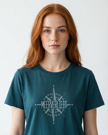 Meerverliebt Kompass  - Damen Shirt | 100% Bio-Baumwolle