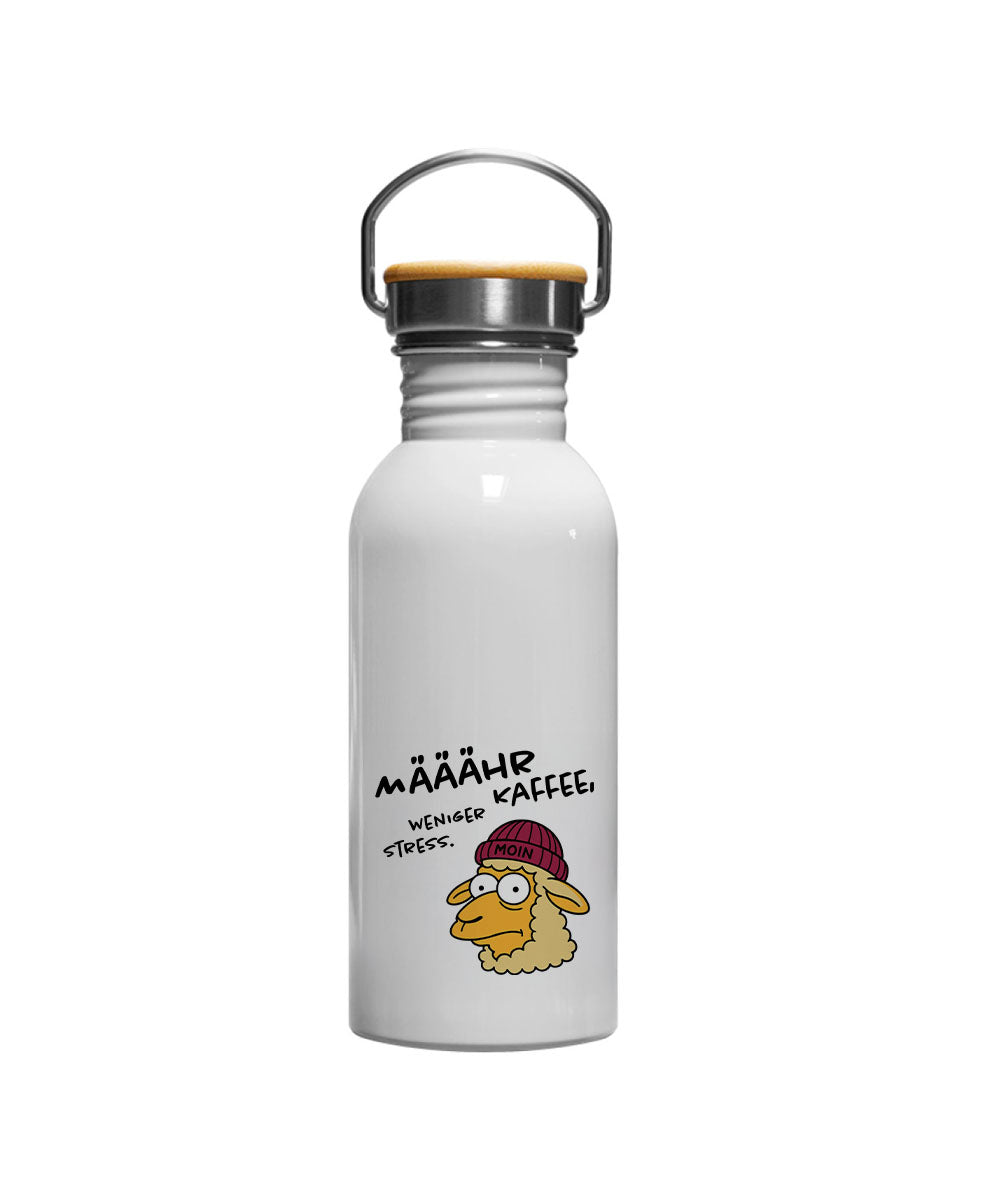 Määähr Kaffee, weniger Stress  - Edelstahl Trinkflasche