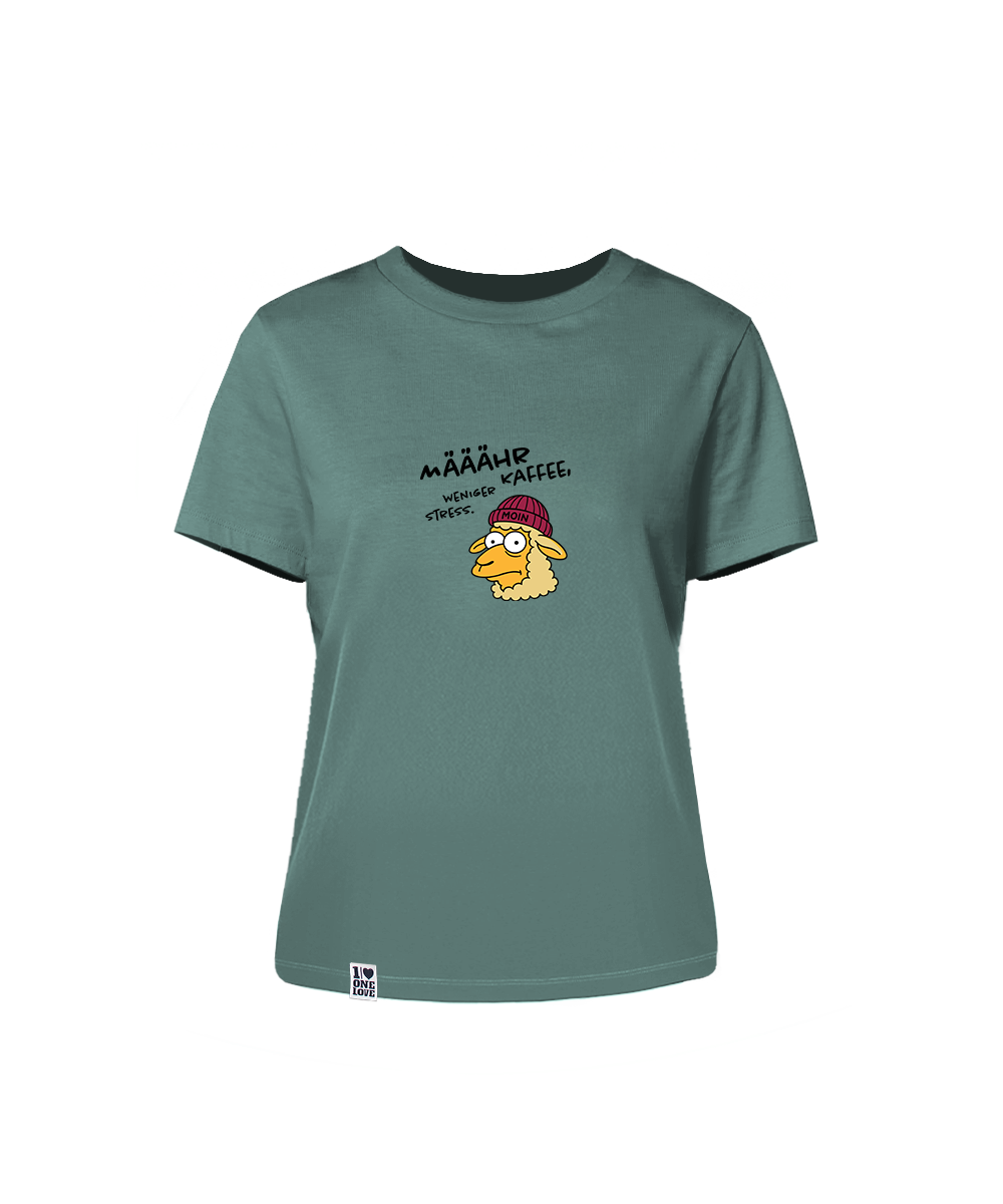 Määähr Kaffee, weniger Stress.  - Damen Shirt | 100% Bio-Baumwolle