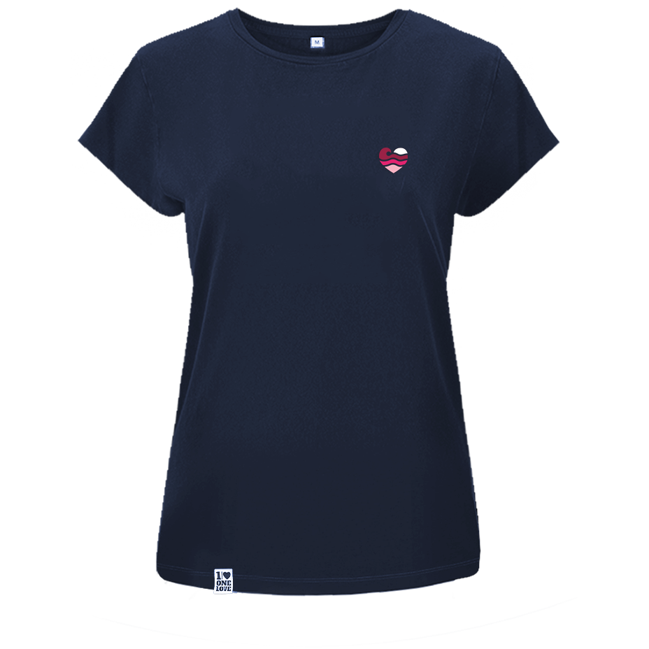 Wellenherz -  Damen Shirt | 100% Bio-Baumwolle | Edler Stick