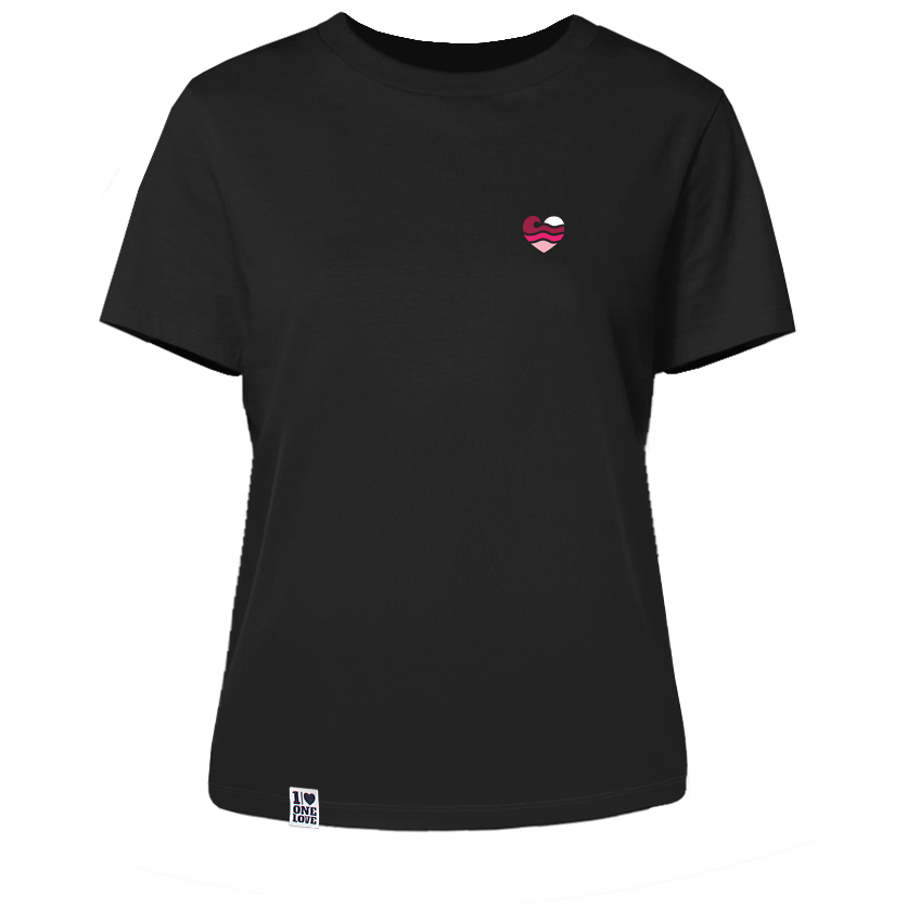 Wellenherz – Damen Shirt | 100% Bio-Baumwolle | Edler Stick